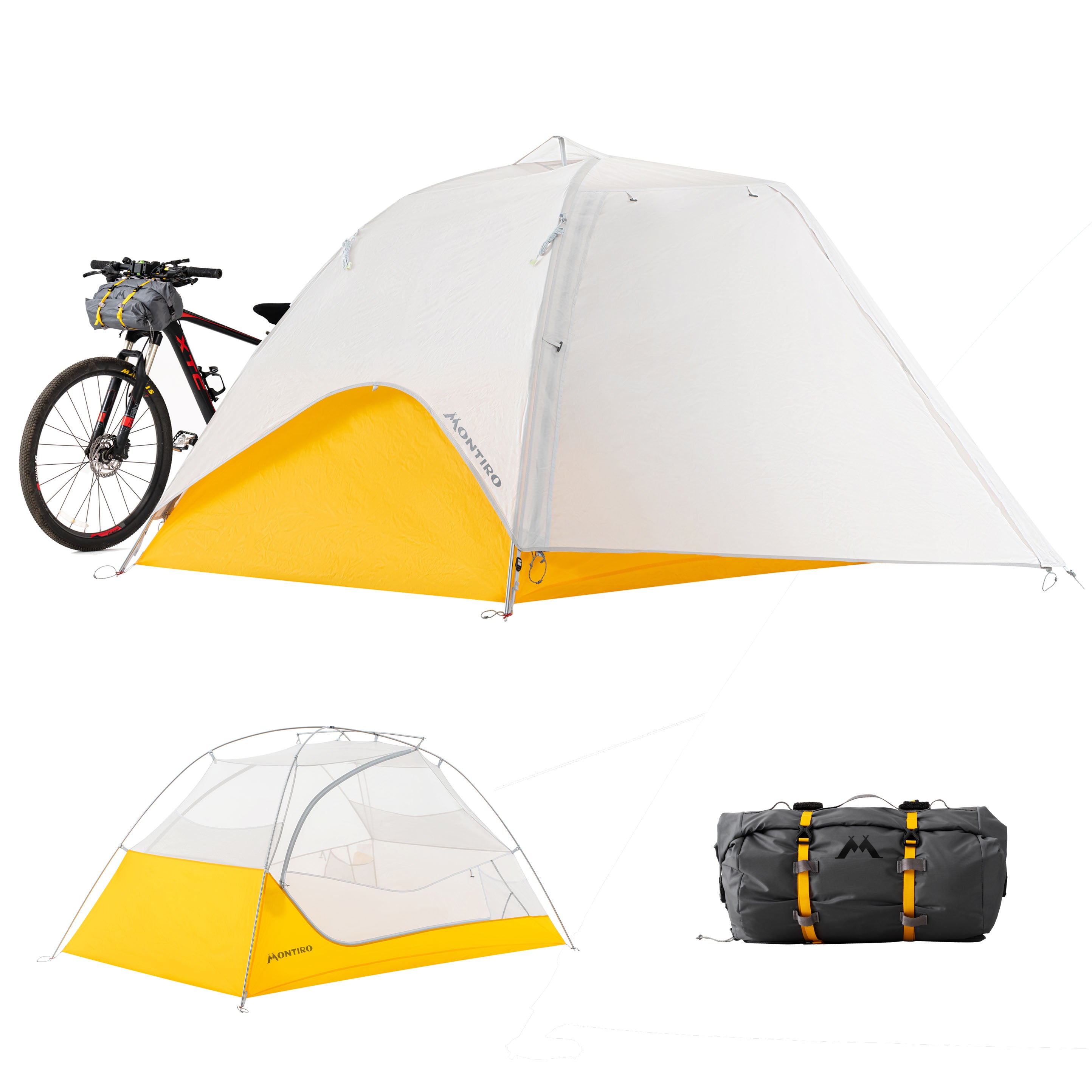 Wander Hawk 2-Person Bikepacking Tent (Grey-Yellow)