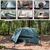 Wander Hawk 2-Person Bikepacking Tent (Teal Green)