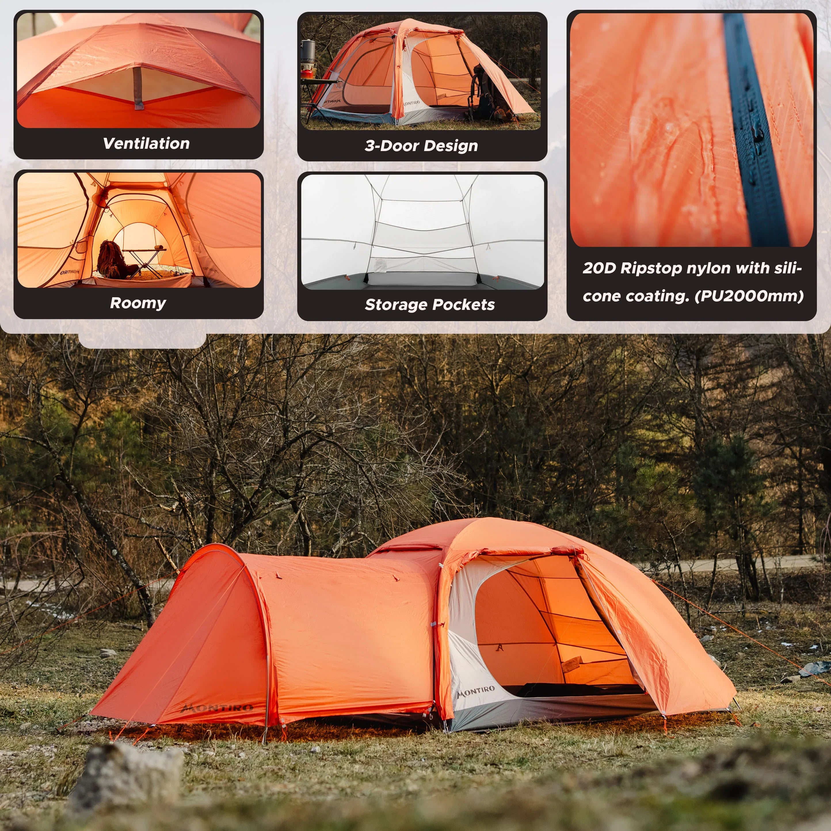 orange tent Montiro Triphyr F-Nexus 2-Person Backpacking Tent Combo (Orange)