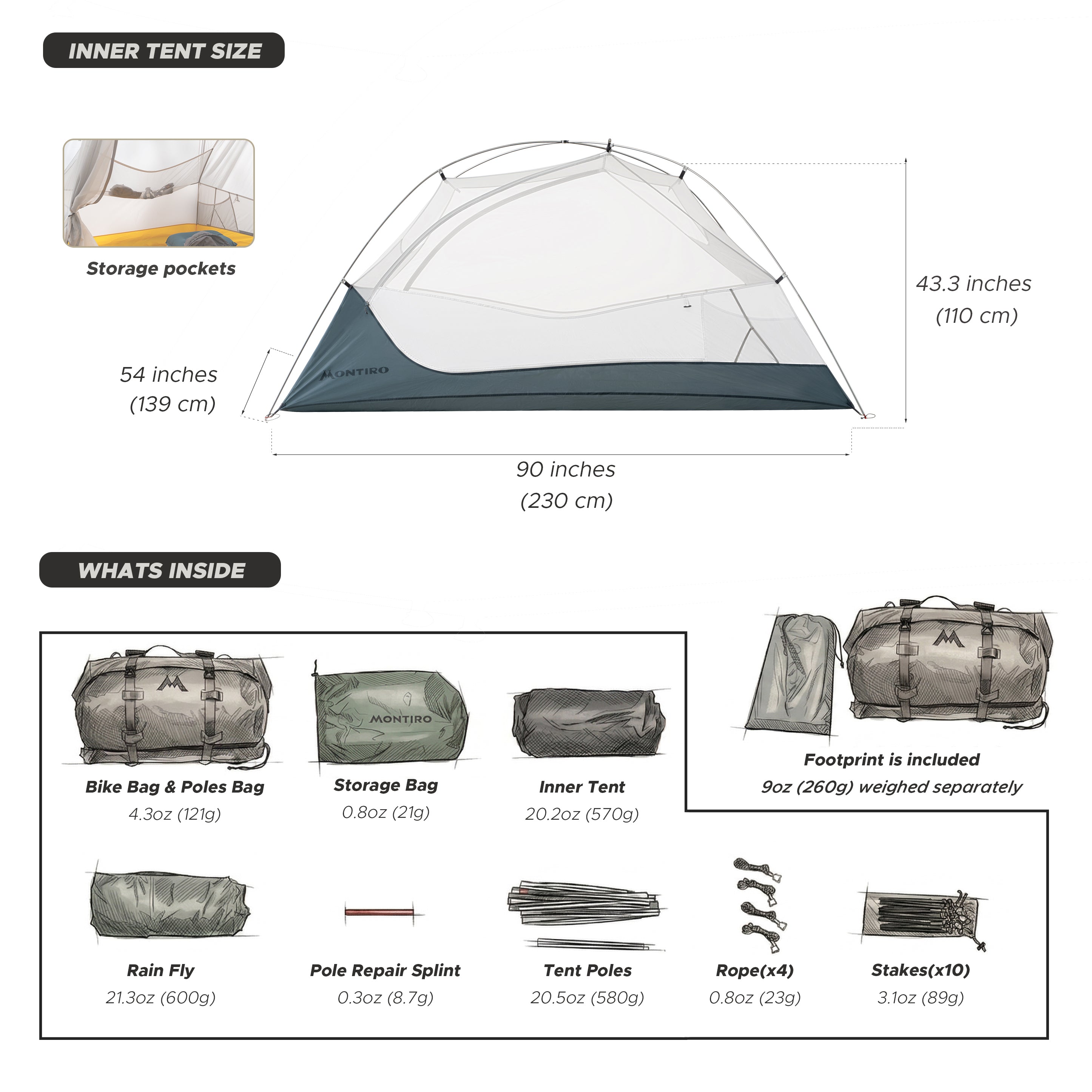2 man tent size in metres Wander Hawk 2-Person Bikepacking Tent (Teal Green) – Montiro