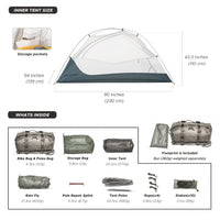 Wander Hawk 2-Person Bikepacking Tent (Teal Green)