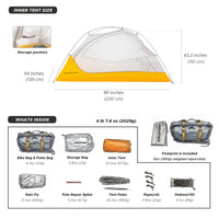 Wander Hawk 2-Person Bikepacking Tent (Grey-Yellow)
