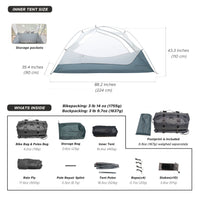 Wander Hawk 1-Person Bikepacking Tent (Teal Green)